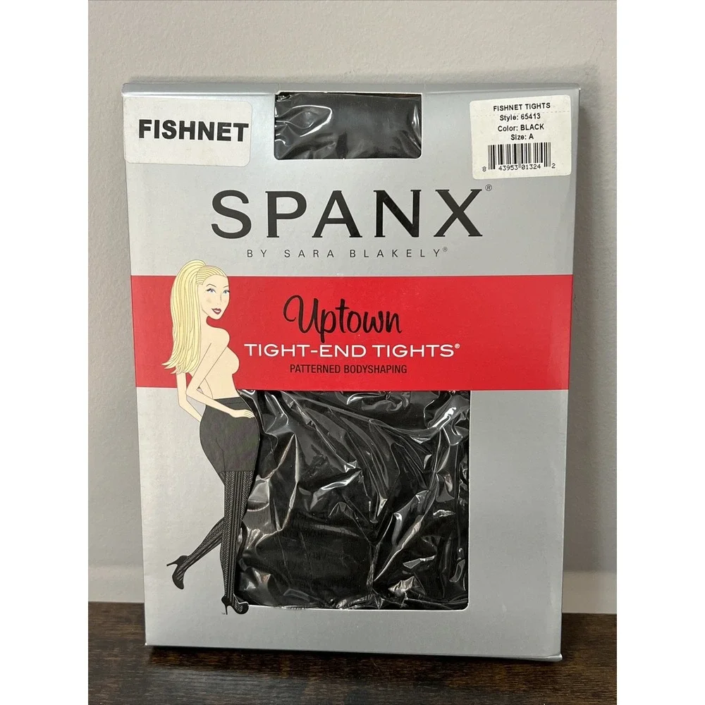 Spanx Uptown Tight-End FISHNET Pantyhose Tights ~ Size 1 (A) ~ BLACK COLOR